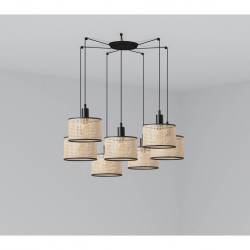 MAMBO Lampara colgante negra/ratan Ø210 7L 64314-47-7L - FARO ILUMINACION