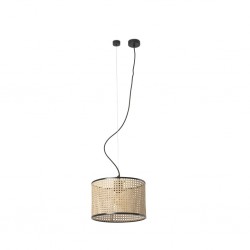 MAMBO Lampara colgante negra/ratan Ø320 64314-48 - FARO ILUMINACION