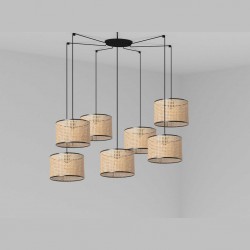 MAMBO Lampara colgante negra/ratan Ø320 7L 64314-48-7L - FARO ILUMINACION