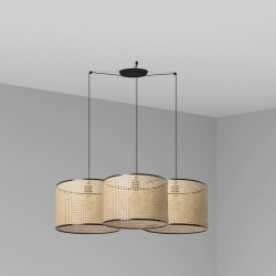 MAMBO Lampara colgante negra/ratan Ø450 3L 64314-49-3L - FARO ILUMINACION