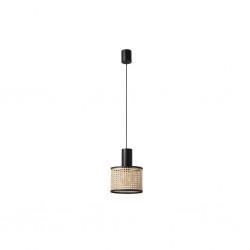 MAMBO Lampara colgante simple negra/ratan Ø210 64315-47 - FARO ILUMINACION