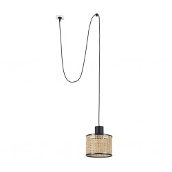 MAMBO Lampara colgante negra/ratan Ø210 con clavija 68604-47 - FARO ILUMINACION