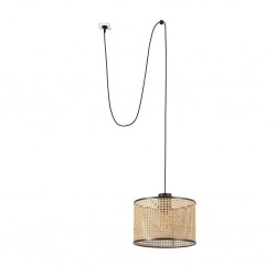 MAMBO Lampara colgante negra/ratan Ø320 con clavija 68604-48 - FARO ILUMINACION