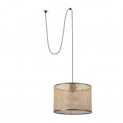 MAMBO Lampara colgante negra/ratan Ø450 con clavija 68604-49 - FARO ILUMINACION