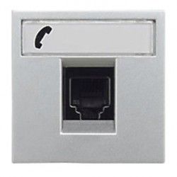 TOMA TELEFONO 6 CONTACTOS RJ12 TORNILLO PLATA PULSADOR SIN GRABADO PLATA NIESSEN ZENIT N2217.6PL