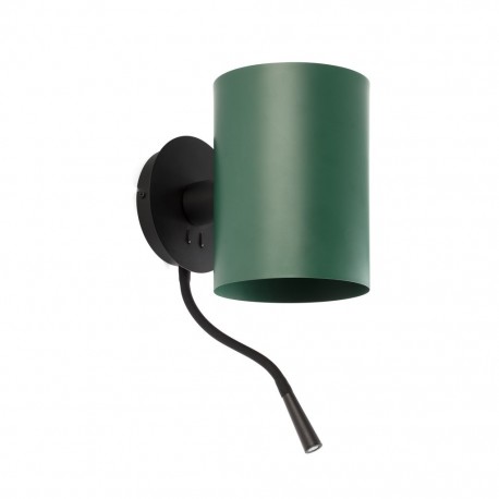 GUADALUPE Lampara aplique con lector negra/verde 20032-81 - FARO ILUMINACION