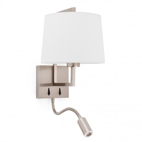 FRAME Lampara aplique niquel mate/blanca con lector LED 20172-01 - FARO ILUMINACION