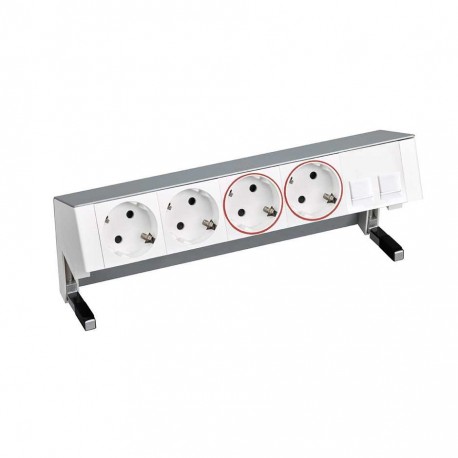 KIT ALUMINIO SOBREMESA 2 BASES SCHUKO, 2 BASES SAI Y PLACA PARA 2 CONECTORES RJ45 SIMON 400 42502220-133
