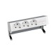 KIT ALUMINIO SOBREMESA 3 BASES DE ENCHUFE SCHUKO Y PLACA PARA 2 CONECTORES RJ45 SIMON 400 42403020-133