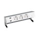 KIT ALUMINIO SOBREMESA CARGADOR 2XUSB, 3 SCHUKOS Y PLACA PARA 2 CONECTORES RJ45 SIMON 400 42523020-133