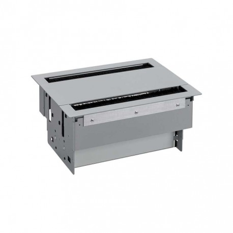 KIT ALUMINIO METALICO DE EMPOTRAR EN MESA 6 BASES SCHUKO Y PLACA PARA 4 CONECTORES RJ45 SIMON 400 46403020-133
