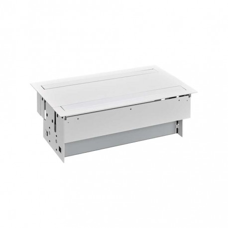 KIT BLANCO METALICO DE EMPOTRAR EN MESA 4 BASES SCHUKO, 4 BASES SAI Y PLACA PARA 8 CONECTORES RJ45 SIMON 400 47602240-130