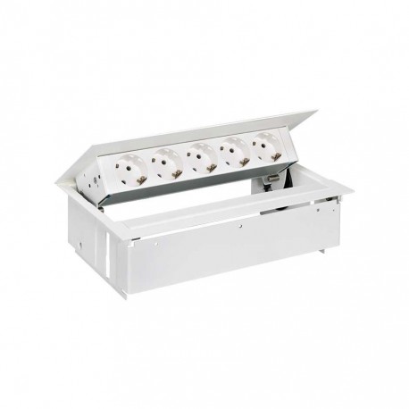 KIT BLANCO METALICO DE EMPOTRAR EN MESA 5 BASES SCHUKO SIMON 400 45505000-130
