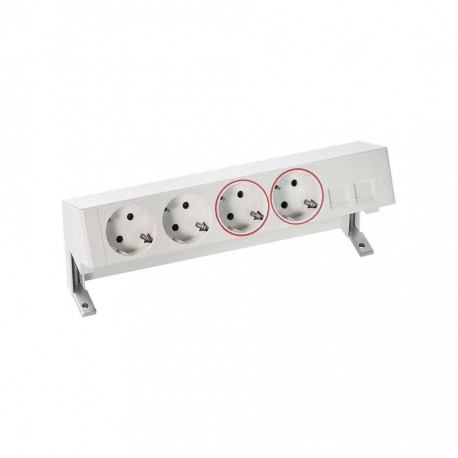 KIT BLANCO SOBREMESA 2 BASES SCHUKO, 2 BASES SAI Y PLACA PARA 2 CONECTORES RJ45 SIMON 400 42502220-130