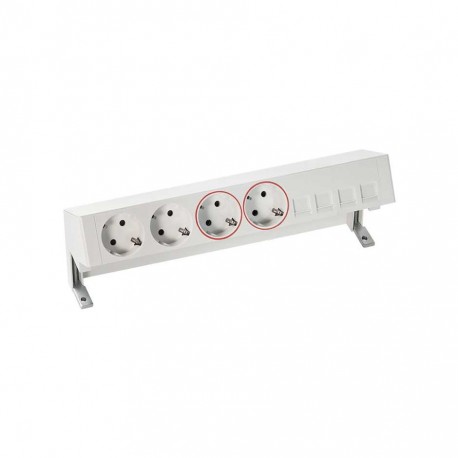KIT BLANCO SOBREMESA 2 BASES DE ENCHUFE SCHUKO, 2 BASES SAI Y PLACA PARA 4 CONECTORES RJ45 SIMON 400 42602240-130