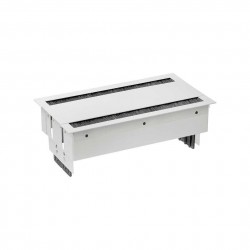 KIT BLANCO METALICO DE EMPOTRAR EN MESA 8 BASES SCHUKO Y PLACA PARA 8 CONECTORES RJ45 SIMON 400 46604040-130