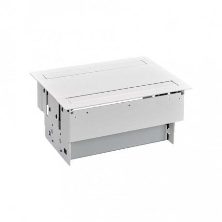 KIT BLANCO METALICO DE EMPOTRAR EN MESA 6 BASES SCHUKO Y PLACA PARA 4 CONECTORES RJ45 SIMON 400 47403020-130