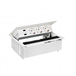 KIT BLANCO METALICO DE EMPOTRAR EN MESA CARGADOR 2XUSB BASES SCHUKO SIMON 400 44423000-130