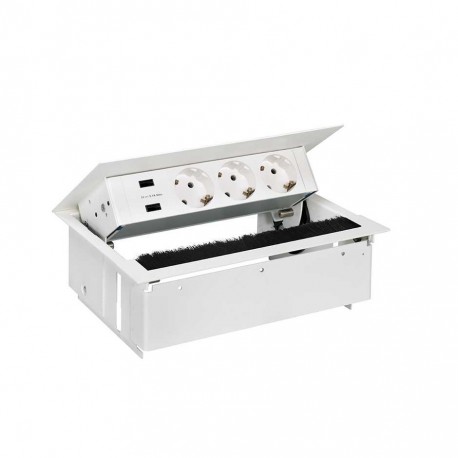 KIT BLANCO METALICO DE EMPOTRAR EN MESA CARGADOR 2XUSB BASES SCHUKO SIMON 400 44423000-130