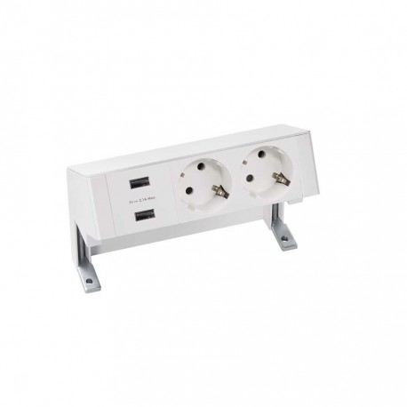 KIT BLANCO SOBREMESA CARGADOR 2XUSB Y 2 BASES SCHUKO SIMON 400 42322000-130