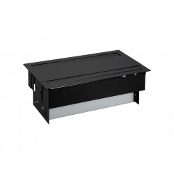 KIT NEGRO METALICO DE EMPOTRAR EN MESA 4 BASES SCHUKO, 4 BASES SAI Y PLACA PARA 8 CONECTORES RJ45 SIMON 400 47602240-138