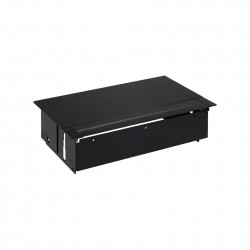 KIT NEGRO METALICO DE EMPOTRAR EN MESA CARGADOR 2XUSB, 3 BASES SCHUKO Y PLACA PARA 2 CONECTORES RJ45 SIMON 400 45523020-138