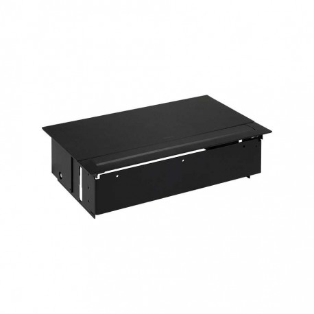 KIT NEGRO METALICO DE EMPOTRAR EN MESA CARGADOR 2XUSB, 3 BASES SCHUKO Y PLACA PARA 2 CONECTORES RJ45 SIMON 400 45523020-138