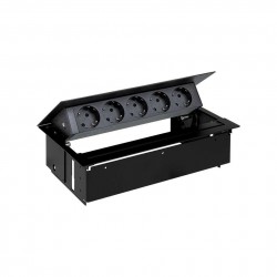 KIT NEGRO METALICO DE EMPOTRAR EN MESA 5 BASES SCHUKO SIMON 400 45505000-138