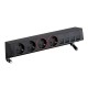 KIT NEGRO SOBREMESA 2 BASES DE ENCHUFE SCHUKO, 2 BASES SAI Y PLACA PARA 4 CONECTORES RJ45 SIMON 400 42602240-138