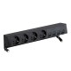 KIT NEGRO SOBREMESA 4 BASES DE ENCHUFE SCHUKO Y PLACA PARA 4 CONECTORES RJ45 SIMON 400 42604040-138