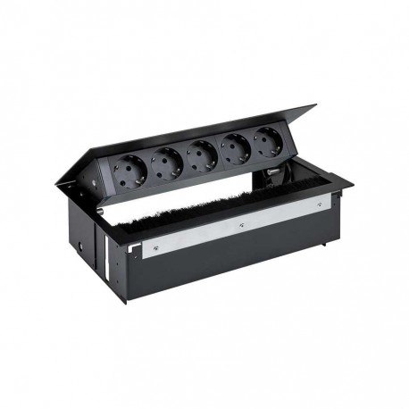 KIT NEGRO METALICO DE EMPOTRAR EN MESA 5 BASES SCHUKO SIMON 400 44505000-138