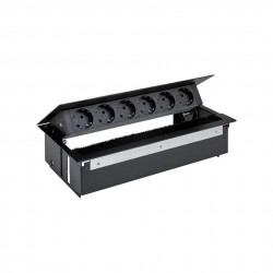 KIT NEGRO METALICO DE EMPOTRAR EN MESA 6 BASES SCHUKO SIMON 400 44606000-138