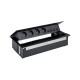 KIT NEGRO METALICO DE EMPOTRAR EN MESA 4 BASES SCHUKO Y PLACA PARA 4 CONECTORES RJ45 SIMON 400 44604040-138