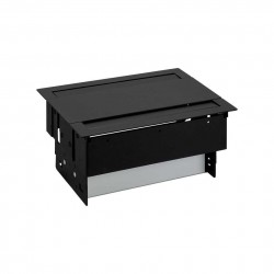 KIT NEGRO METALICO DE EMPOTRAR EN MESA 6 BASES SCHUKO Y PLACA PARA 4 CONECTORES RJ45 SIMON 400 47403020-138