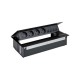 KIT NEGRO METALICO DE EMPOTRAR EN MESA 4 BASES SCHUKO Y PLACA PARA 4 CONECTORES RJ45 SIMON 400 45604040-138