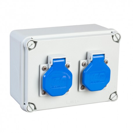 CAJA ESTANCA CON 2 BASES SCHUKO 16A 121x166x140MM IDE 41493