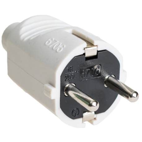 CLAVIJA BLANCA 2P+T RECTA 16A 250V SOLERA 6706B
