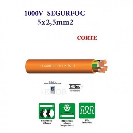 CABLE DE SEGURIDAD SZ1-K (+AS) 5X2,5 MM2 LIBRE HALOGENOS 1000V - PRECIO POR METROS