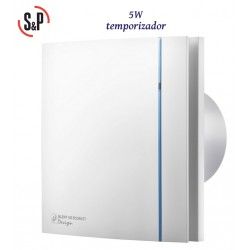 EXTRACTOR DE BAÑO BLANCO CON TEMPORIZADOR S&P SILENT-100 CRZ DESIGN ECOWATT + CT-12/6