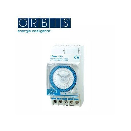 INTERRUPTOR HORARIO ANALOGICO 2,5 MODULOS SIN RESERVA DIARIO 16(4)A ORBIS SUPRA D 250V OB290132N