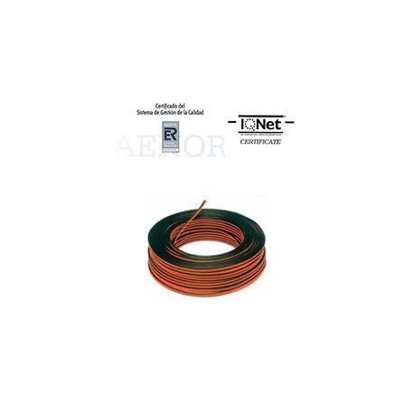 ROLLO 100 MTRS. CABLE PARALELO 2X0,50MM2 NEGRO/ROJO (BICOLOR) LIBRE HALOGENOS
