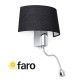 APLIQUE NEGRO PANTALLA HOTEL 1E27 CON LECTOR LED FARO 29946