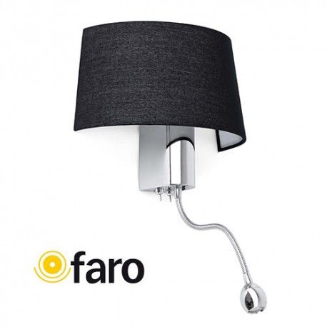 APLIQUE NEGRO PANTALLA HOTEL 1E27 CON LECTOR LED FARO 29946