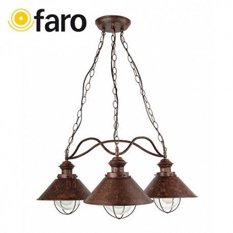 COLGANTE NAUTICA MARRON OXIDO 3xE27 11W FARO 71114
