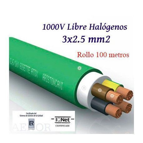 MANGUERA RZ1-K 3X2,5 MM2 LIBRE HALOGENOS 1000V