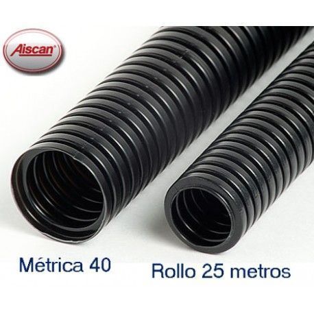 TUBO CORRUGADO METRICA 40 ROLLO 25 METROS AISCAN C40