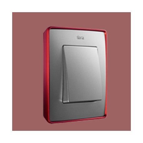 MARCO 1 ELEMENTO COLOR ALUMINIO BASE ROJO SIMON 82 DETAIL 8201610-255