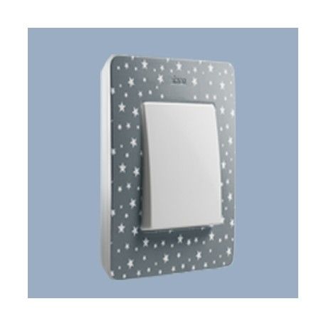 MARCO 1 ELEMENTO COLOR ESTRELLAS GRIS BASE BLANCO SIMON 82 DETAIL 8200610-223