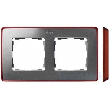 MARCO 2 ELEMENTOS COLOR ALUMINIO BASE ROJO SIMON 82 DETAIL 8201620-255