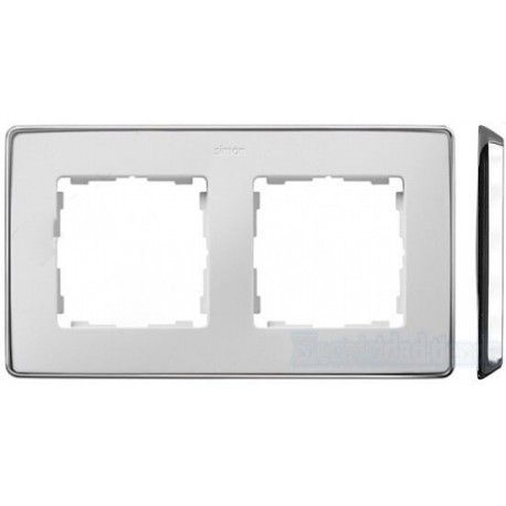 MARCO 2 ELEMENTOS COLOR BLANCO BASE CROMO SIMON 82 DETAIL 8201620-244
